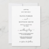 Elegante witte QR-code Classic Minimalistische bru Kaart (Voorkant)