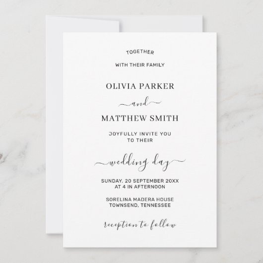 Elegante witte QR-code Classic Minimalistische bru Kaart (Voorkant)