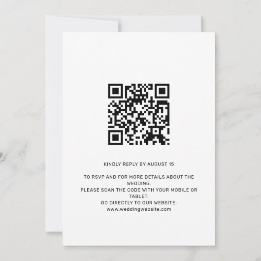 Elegante witte QR-code Classic Minimalistische bru Kaart (Achterkant)