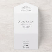 Elegante Witte QR Code RSVP Kalligrafie Bruiloft All In One Uitnodiging (Buitenkant)
