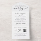 Elegante Witte QR Code RSVP Kalligrafie Bruiloft All In One Uitnodiging (Binnen)