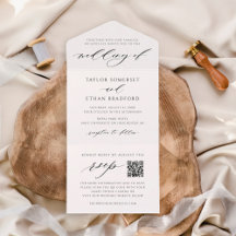 Elegante Witte QR Code RSVP Kalligrafie Bruiloft