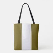 Elegante witte Racing Stripes Olijfachtergrond Tote Bag (Achterkant)