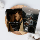 Elegante witte rand en 2 foto budget bruiloft kaart