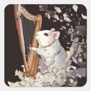 Elegante Witte Rat Sticker – Fantasie Design