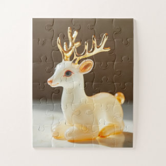 Elegante Witte Rendier met Gouden Geweien – Chris Legpuzzel