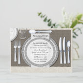 Elegante witte repetitie dineruitnodigingen kaart (Staand voorkant)