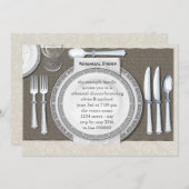 Elegante witte repetitie dineruitnodigingen kaart (Voorkant / Achterkant)