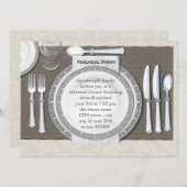 Elegante witte repetitie dineruitnodigingen kaart (Voorkant / Achterkant)