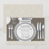 Elegante witte repetitie dineruitnodigingen kaart (Voorkant / Achterkant)