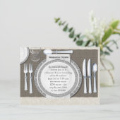 Elegante witte repetitie dineruitnodigingen kaart (Staand voorkant)