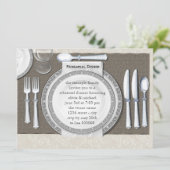 Elegante witte repetitiediner uitnodigingen (Staand voorkant)