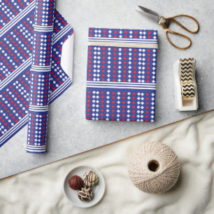 Elegante witte rode diamant streeppatroon cadeaupapier