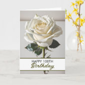 Elegante Witte Roos 100ste verjaardag Kaart (Gele Bloem)