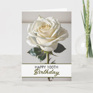 Elegante Witte Roos 100ste verjaardag Kaart