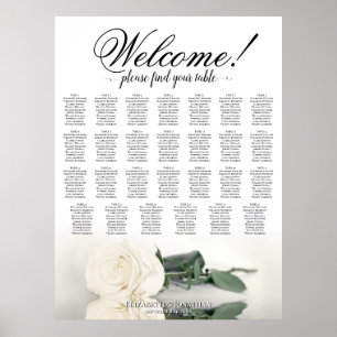 Elegante witte roos 27 tafel trouwzaalstoelenkaart poster