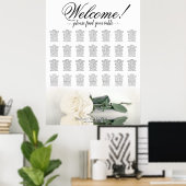 Elegante Witte Roos 28 Tafel Trouwstoelindeling Poster (Thuiskantoor)