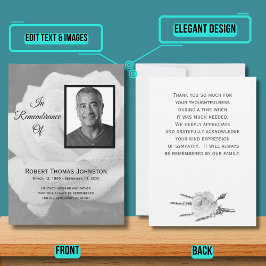 Elegante witte roos begrafenissympathie bedankkaart