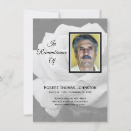 Elegante witte roos begrafenissympathie bedankkaart