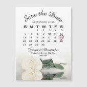 Elegante witte roos Bewaar de datum Kalender magne (Voorkant)