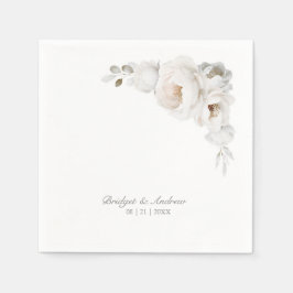 Elegante witte roos bloem bruiloft servet