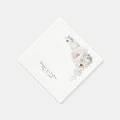Elegante witte roos bloem bruiloft servet (Hoek)