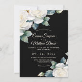 Elegante Witte Roos Bloemige Bruiloft Kaart (Voorkant)