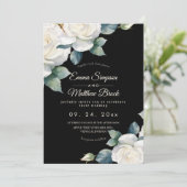 Elegante Witte Roos Bloemige Bruiloft Kaart (Staand voorkant)