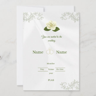 Elegante Witte Roos Bloemige Trouwkaart Kaart