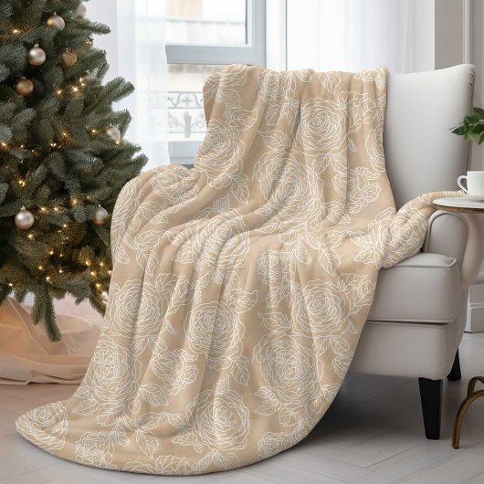 Elegante Witte Roos Bloemstuk Fleece Deken