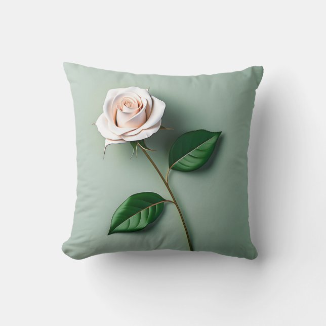 Elegante witte roos botanisch kussen (Voorkant)