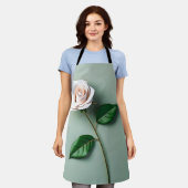 Elegante witte roos botanisch schort (Gedragen)