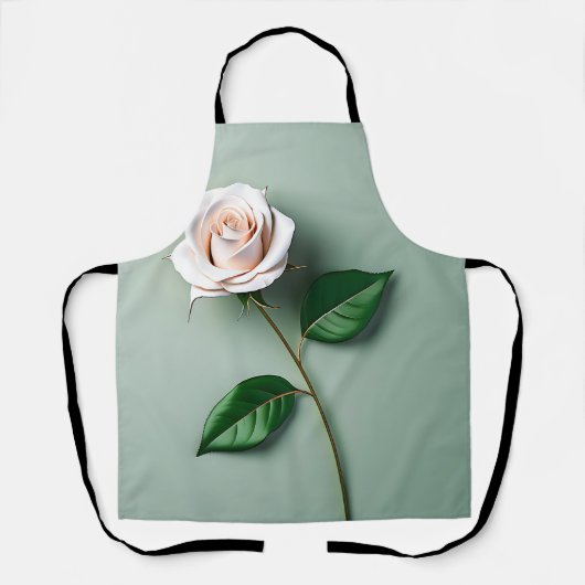 Elegante witte roos botanisch schort (Voorkant)