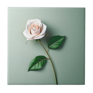Elegante witte roos botanisch tegeltje