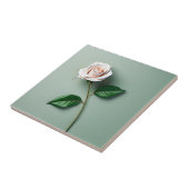 Elegante witte roos botanisch tegeltje (Zijkant)