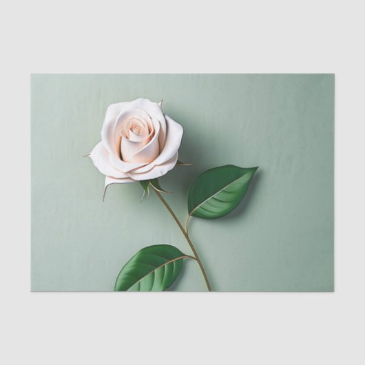 Elegante witte roos botanisch tissuepapier (Voorkant)