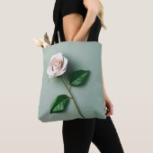 Elegante witte roos botanisch tote bag (Dichtbij)
