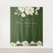 Elegante witte roos bruidsuitnodiging donkere foto wandkleed (Voorkant)