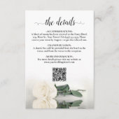 Elegante witte roos bruiloft details QR-code Informatiekaartje (Voorkant)