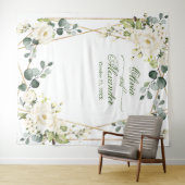 Elegante witte roos bruiloft foto booth achtergron wandkleed (In Situ (horizontaal))