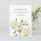 Elegante witte  Roos bruiloft save the date Kaart (Staand voorkant)