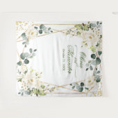 Elegante witte roos bruiloftsfotocabine achtergron wandkleed (Voorkant (horizontaal))