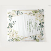 Elegante witte roos bruiloftsfotocabine achtergron wandkleed (Voorkant (horizontaal))