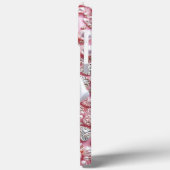 Elegante Witte Roos en Glanzende Roze Parels Case-Mate iPhone Case (Achterkant / Links)