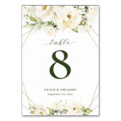 Elegante witte roos en gouden lijn bruiloft kaart (Achterkant)