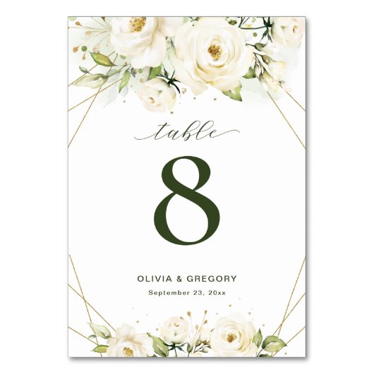 Elegante witte roos en gouden lijn bruiloft kaart (Achterkant)