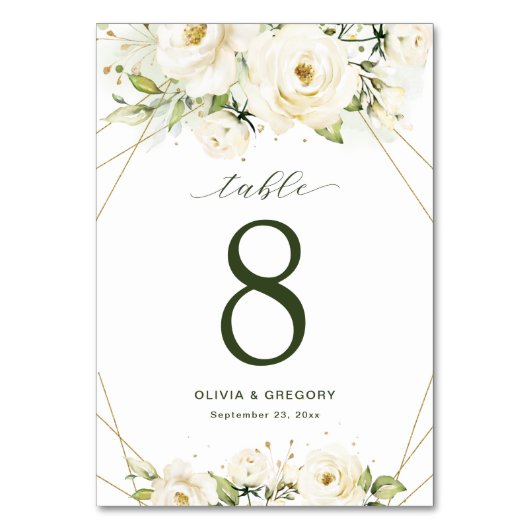 Elegante witte roos en gouden lijn bruiloft kaart (Voorkant)