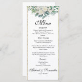 Elegante witte roos en lelies bruiloft menu (Voorkant / Achterkant)