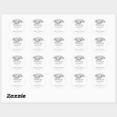 Elegante witte roos en lelies bruiloft ronde sticker (Vel)