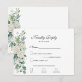 Elegante witte roos en lelies bruiloft RSVP kaartje (Voorkant / Achterkant)